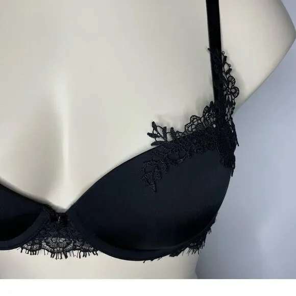 NEW Victoria's Secret Bra 34B Black Eyelash Lace Padded Lined Underwire Intimate - Picture 5 of 6
